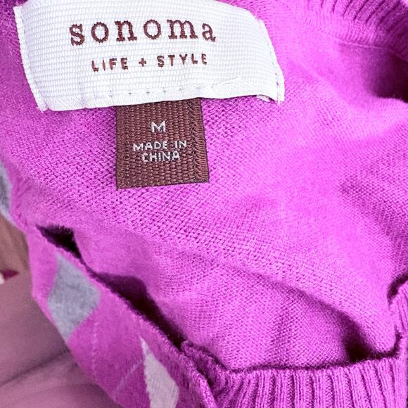 Sonoma Women’s Argyle Cardigan Size medium - Picture 3 of 3